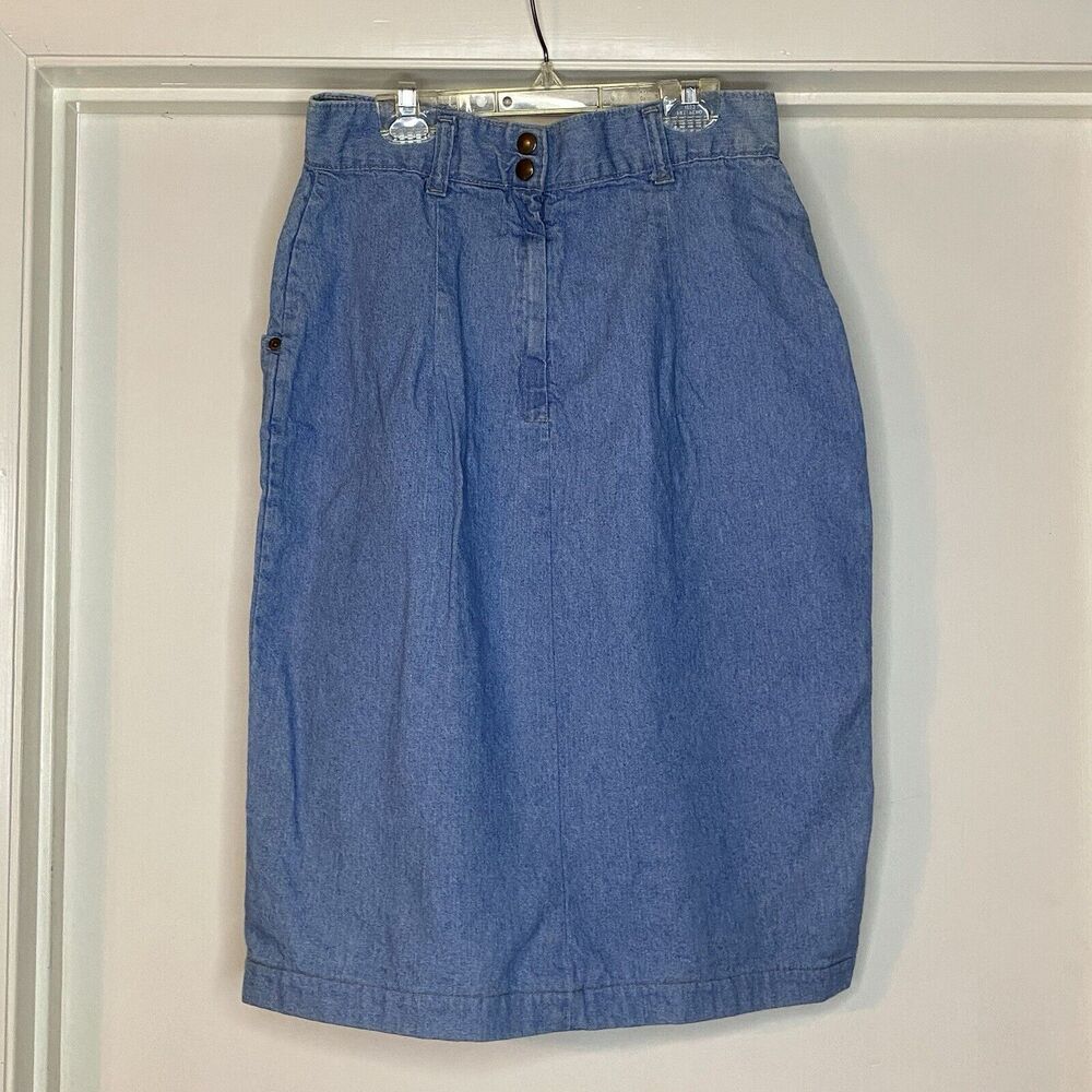 Vintage Carlyle Skirt Womens 100% Cotton Denim USA Made 90s